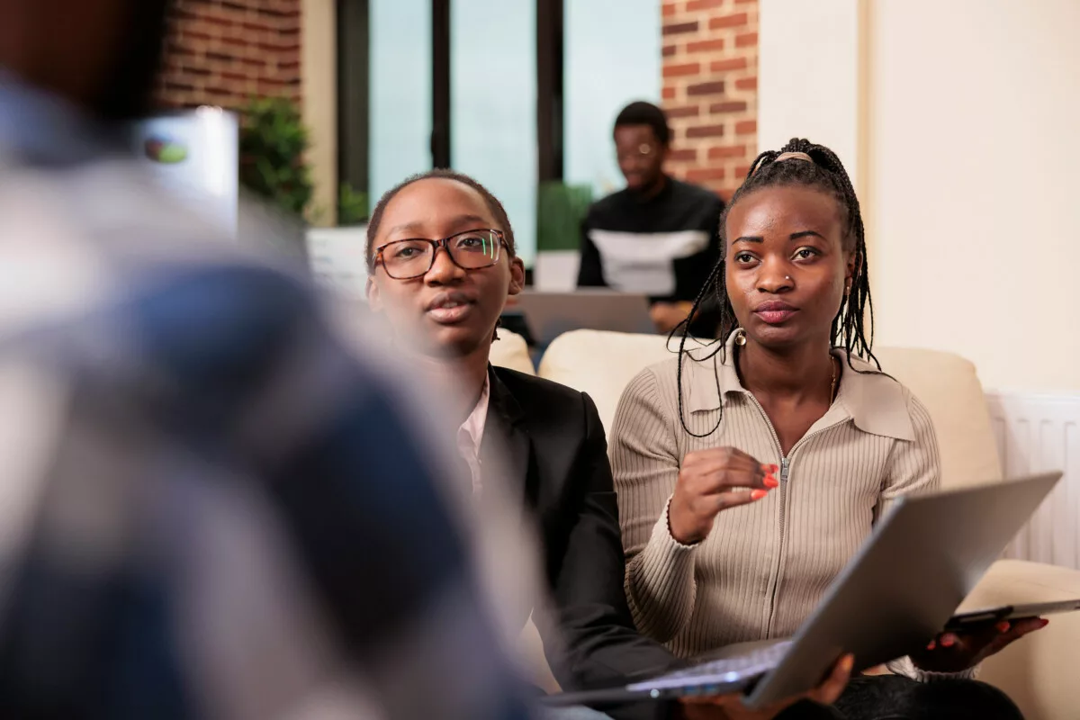African american coworkers doing startup teamwork 2025 02 18 12 58 19 utc