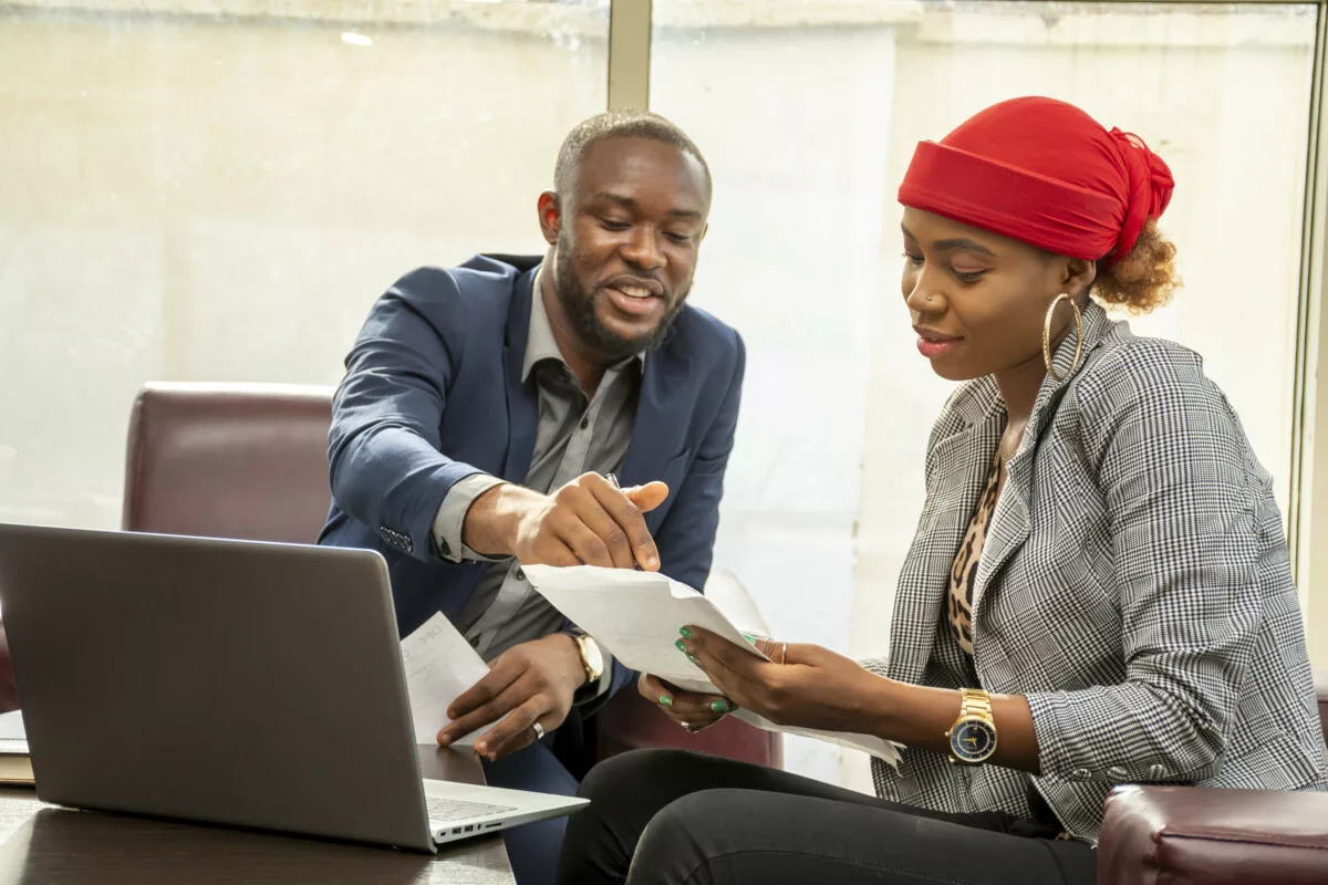 Young black business man and woman working togethe 2025 02 11 22 03 12 utc